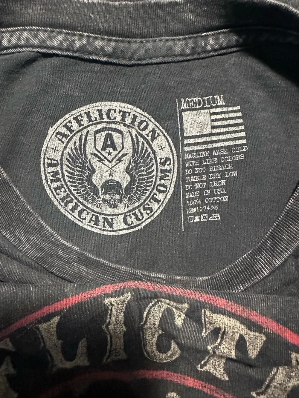 Affliction Black Graphic Short-Sleeve Tee with Orange Accent